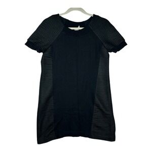 Fabletics Moto Sweatshirt Dress S Small Black Ribbed Panel Athleisure Streetwear